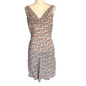 Paul & Joe Women's Floral Silk Fit & Flare Dress Size 38 Cowl Neck Multicolor